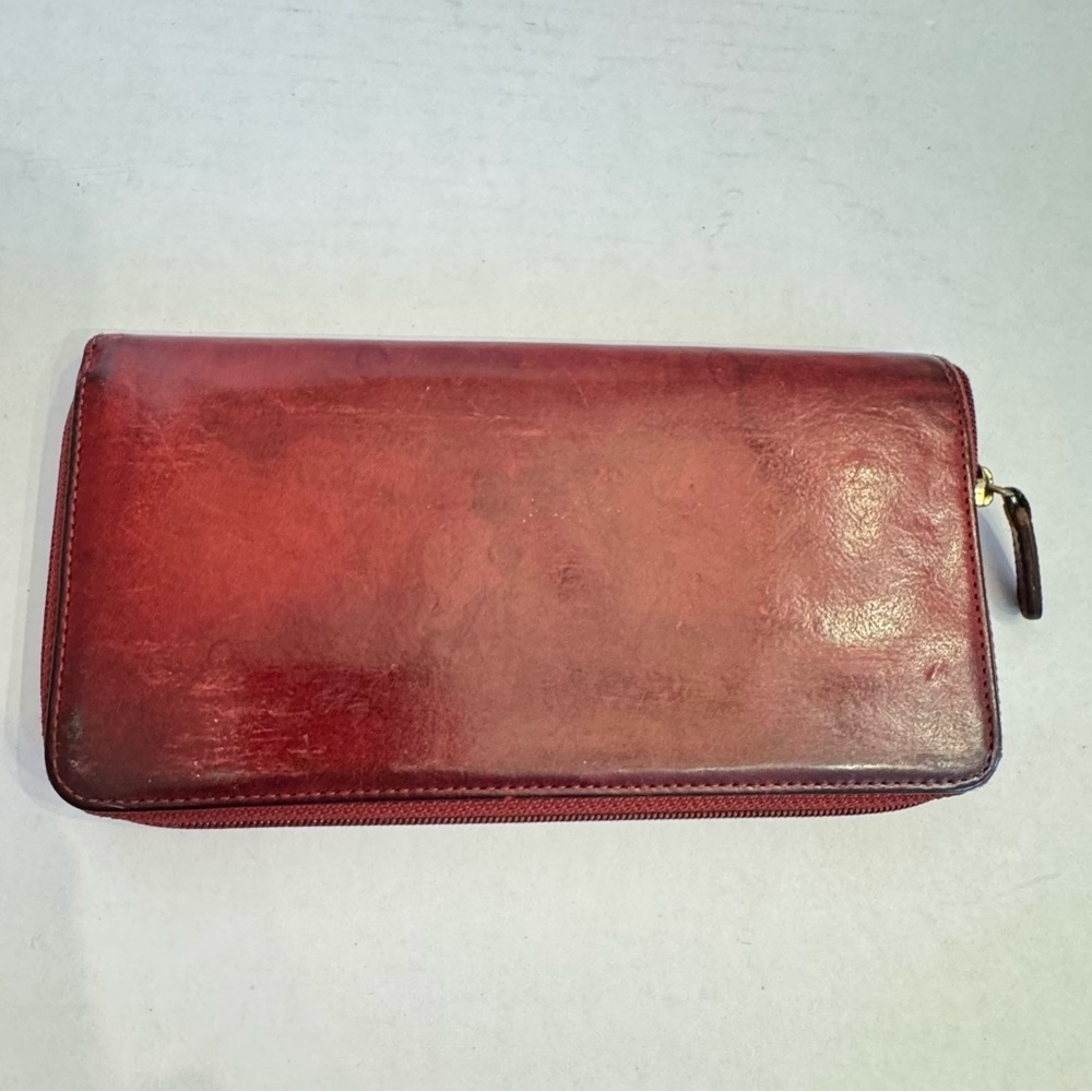 Vintage Coach Wallet Burgundy Leather Card Bill Coin Zip Around Accordion VTG - Picture 7 of 16